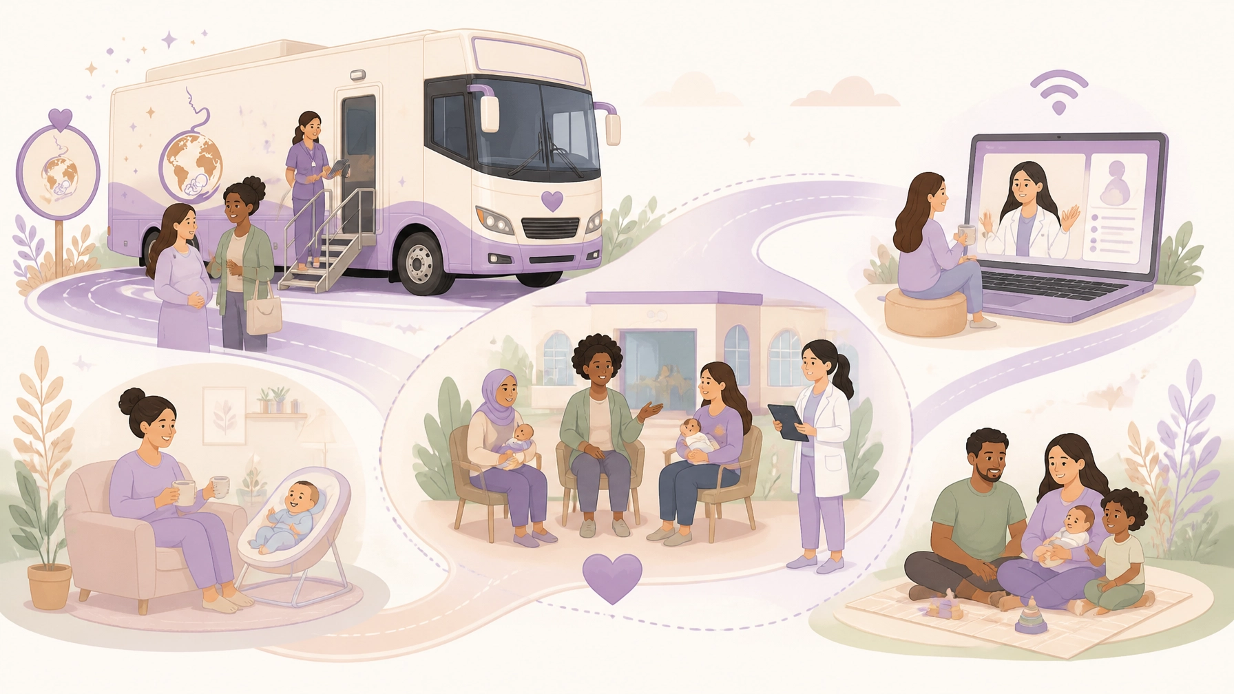 A connected maternal wellness ecosystem linking community care, technology, education, and families